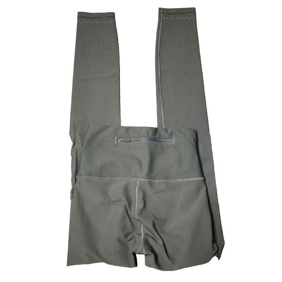 Lululemon olive green mid rise reflective laser cut mesh knee running tight 27" - Picture 3 of 5